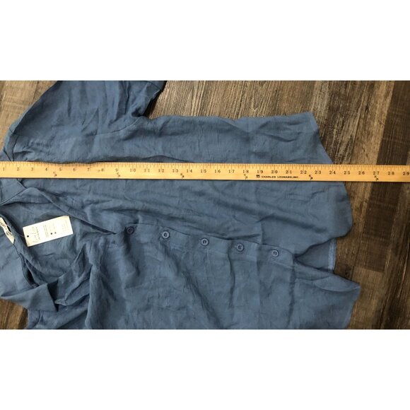 Cupsie Womens Small Blue Short Sleeve Button Up Collared Shirt - Picture 5 of 5